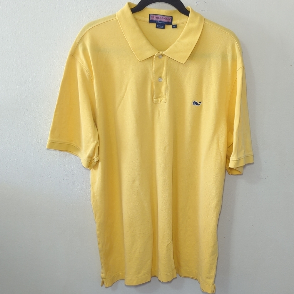 Vineyard Vines Classic Fit Polo Shirt Yellow 100% Cotton Men's Size XL
